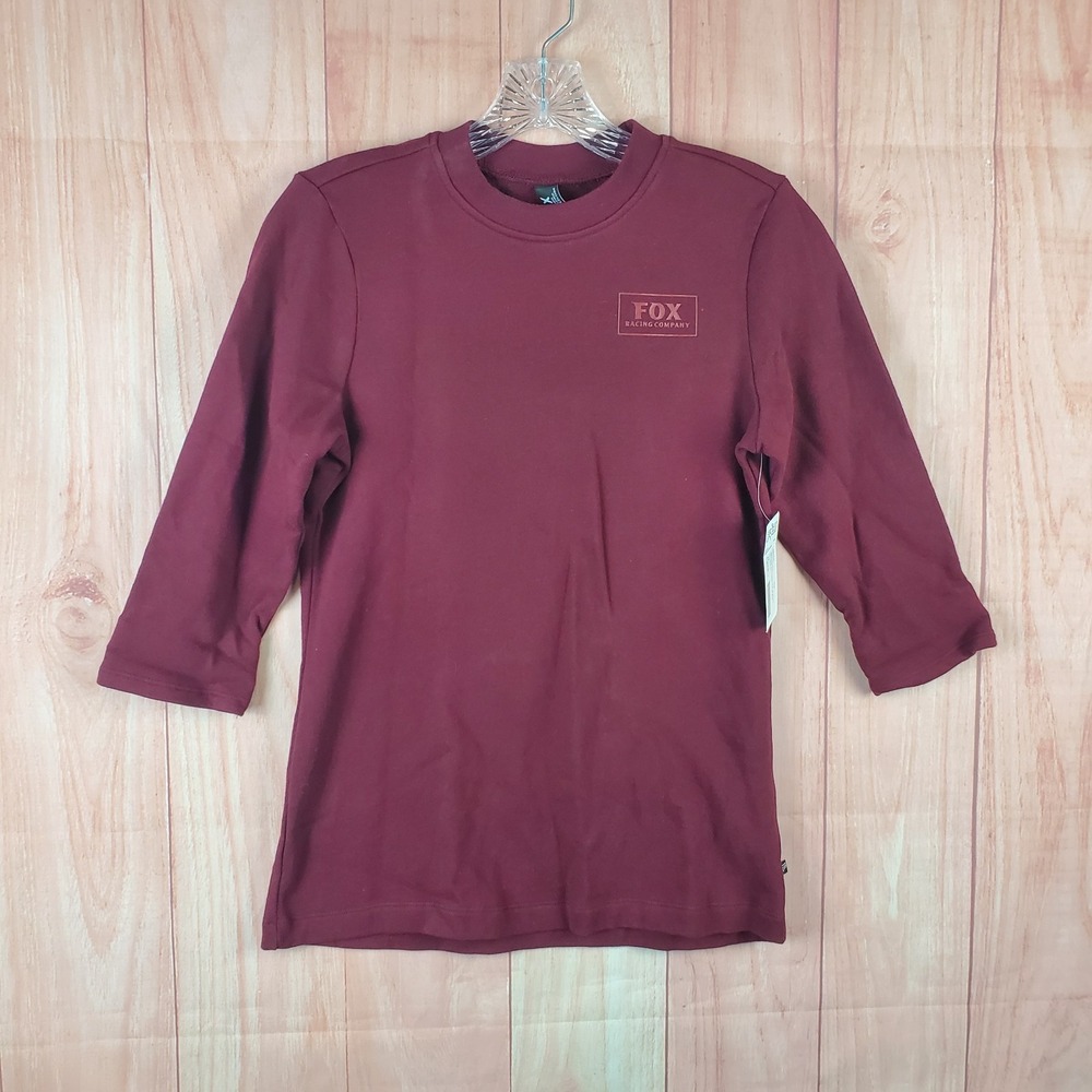Fox Racing Fleece Sweatshirt Womens XS Cranberry Heater 3/4 Sleeve Crew Neck